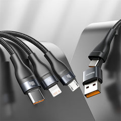 Baseus 3in1 USB / USB Type C - USB Type C / Lightning / micro USB cable (5 A - 100 W / 20 W / 18 W) 1.2 m Power Delivery Quick Charge (CA2T3-G1)