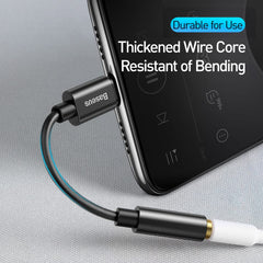 Baseus Type C to 3.5 mm Female Adapter L54 Audio Jack Connector, Noise Cancelling Headphones Jack Converter Audio Adapter Black CATL54-01