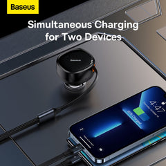 Baseus Car Charger Enjoyment Retractable dual Output Type-c & Lightning 30W Black CGTX000001