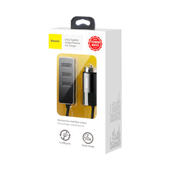 Baseus Enjoy Together with 1.5m Extension Cable 4X USB 5.5A Output Patulous Car, Cellular Phone Charger Dark Gray CCTON-0G