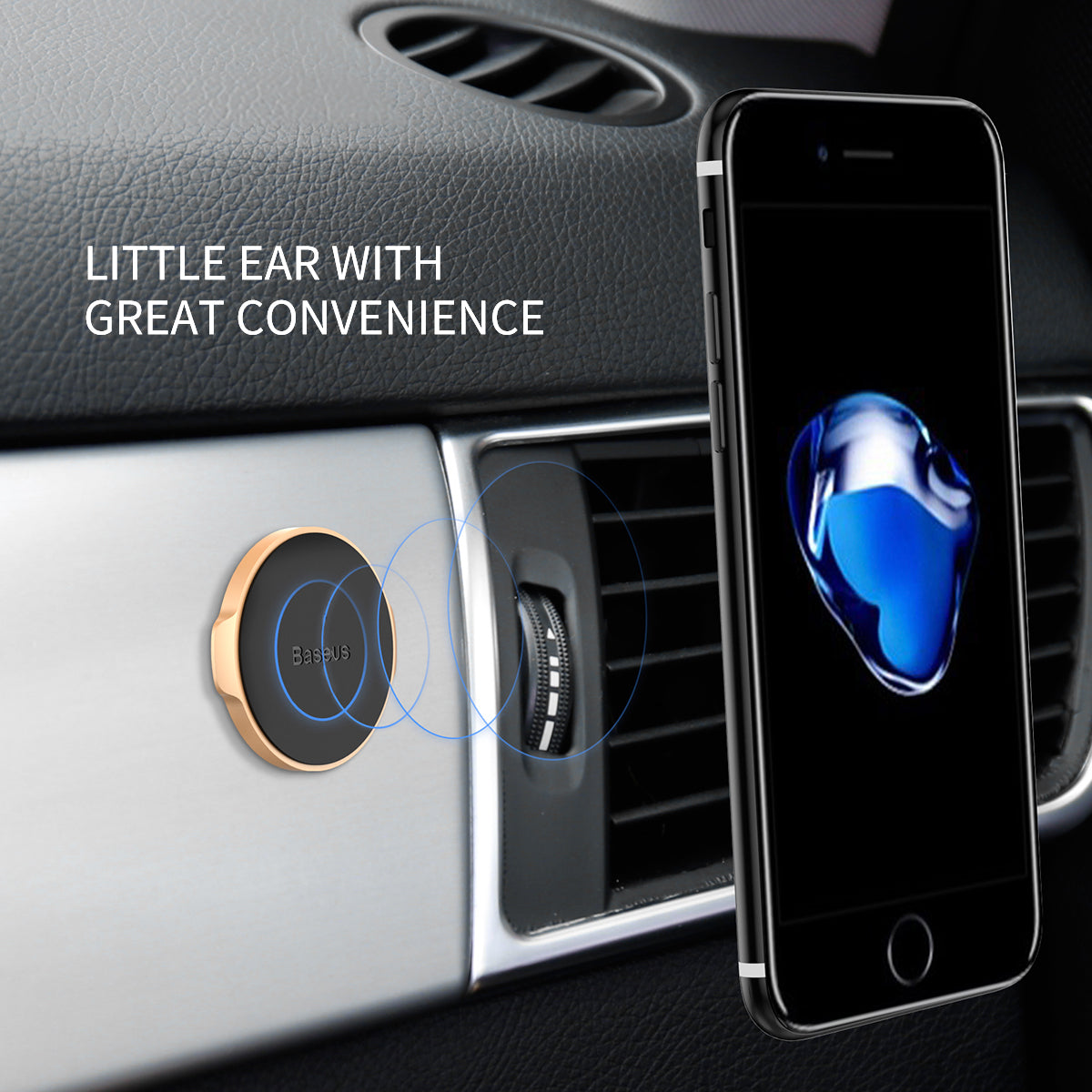 Baseus Small Ears Series Flat Magnetic Car Holder For Dashboard Black (SUER-C01)