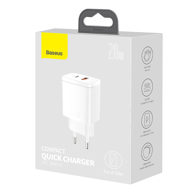 Baseus Compact Quick Wall Charger 20W (CCXJ-B02) (WHITE)