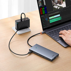 Baseus PortalJoy Series 13-Port  HUB Space Grey （Type-C to HDMI4K@60Hz*2+DP4K@120Hz*1+VGA*1+USB3.1*2+Type-C3.1*1+USB2.0*1+PD*1+RJ45*1+SD/TF*1+3.5mm*1)- B00053002811-00