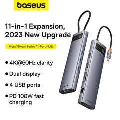 Baseus Hub 11in1 StarJoy Metal Glam Series, USB-C to HDMI +VGA + 3 x USB 3.0 + USB 2.0+USB-C PD + RJ45 + SD/TF +3,5mm-B00030709811-00