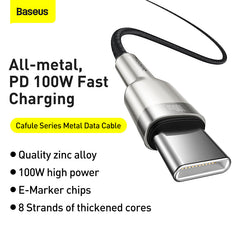 Baseus Cafule Metal Data cable USB Type C to Type C 100 W (20 V / 5 A) Power Delivery -CATJK-C01