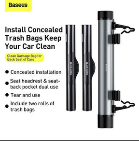 BASEUS Clean 2 Rolls (Total 40Pcs) Car Seat Back Hanging Garbage Bags with Mount Holder – Black CRLJD-C01