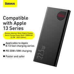 Baseus Adaman Metal Digital Display Quick Charge Power Bank 10000mAh 22.5W Black PPAD000001