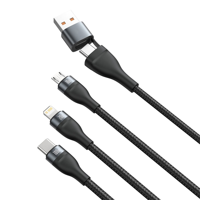 Baseus 3in1 USB / USB Type C - USB Type C / Lightning / micro USB cable (5 A - 100 W / 20 W / 18 W) 1.2 m Power Delivery Quick Charge (CA2T3-G1)