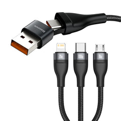 Baseus 3in1 USB / USB Type C - USB Type C / Lightning / micro USB cable (5 A - 100 W / 20 W / 18 W) 1.2 m Power Delivery Quick Charge (CA2T3-G1)