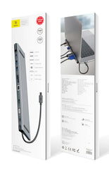 Baseus Enjoyment Series Type-C to (PD/2xHD4Baseus HUK/VGA/RJ45/SD/TF/3xUSB) Dark gray (CATSX-G0G)