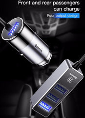 Baseus Enjoy Together with 1.5m Extension Cable 4X USB 5.5A Output Patulous Car, Cellular Phone Charger Dark Gray CCTON-0G