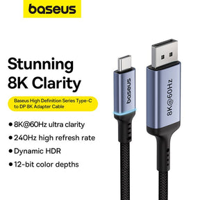 Baseus Type-C to DP 8K 2m Adapter Cable High Definition Series – Cluster Black-B0063370D111-01