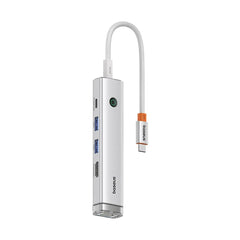 Baseus UltraJoy Series 5-Port HUB AIR, USB-C - HDMI, USB3.0x2, PD, RJ45 (silver)-B00052801S11-00