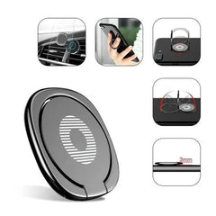 Baseus® Original Finger Ring Cum Stand for All Mobile Phones and Tablets (Black) SUMQ-01