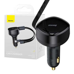 Baseus Car Charger Enjoyment Retractable dual Output Type-c & Lightning 30W Black CGTX000001