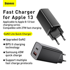 Baseus GaN2 Lite Quick ChargerC U 65W EU Black CCGAN2L-H01