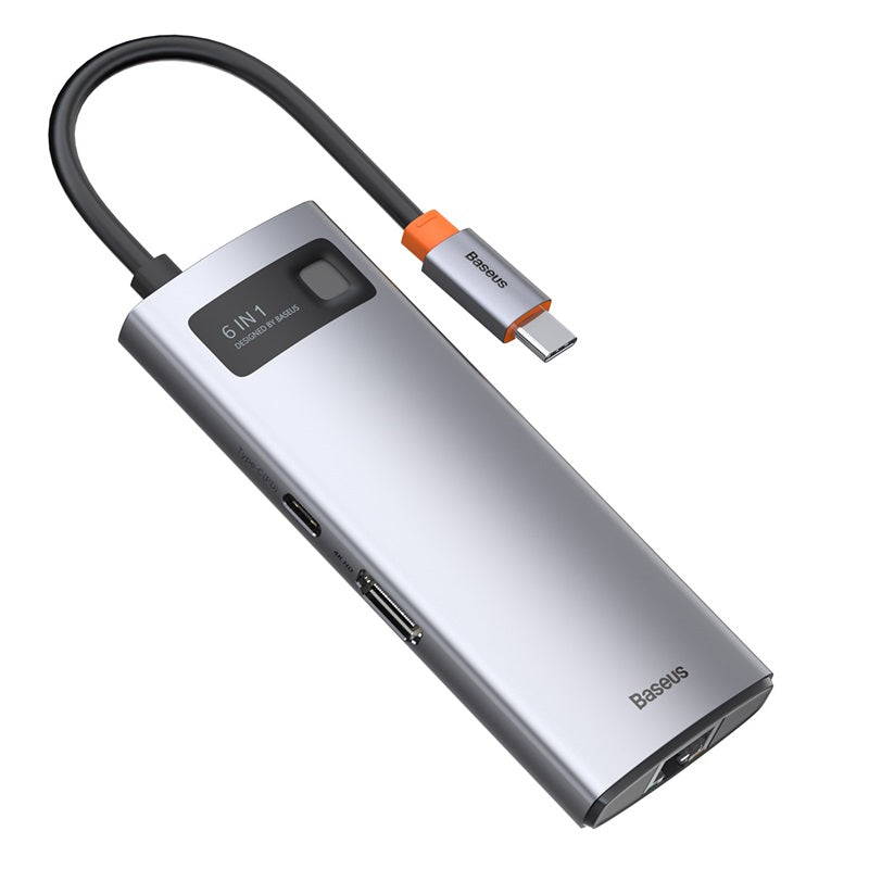 Baseus Metal Gleam 6 in 1 Multifunctional USB Type-C Hub Grey (CAHUB-CW0G)