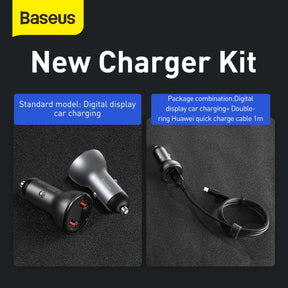 Baseus 2X USB Car Charger 45W 5A Quick Charge 3.0 SCP With Led Display Grey (CCBX-B0G)