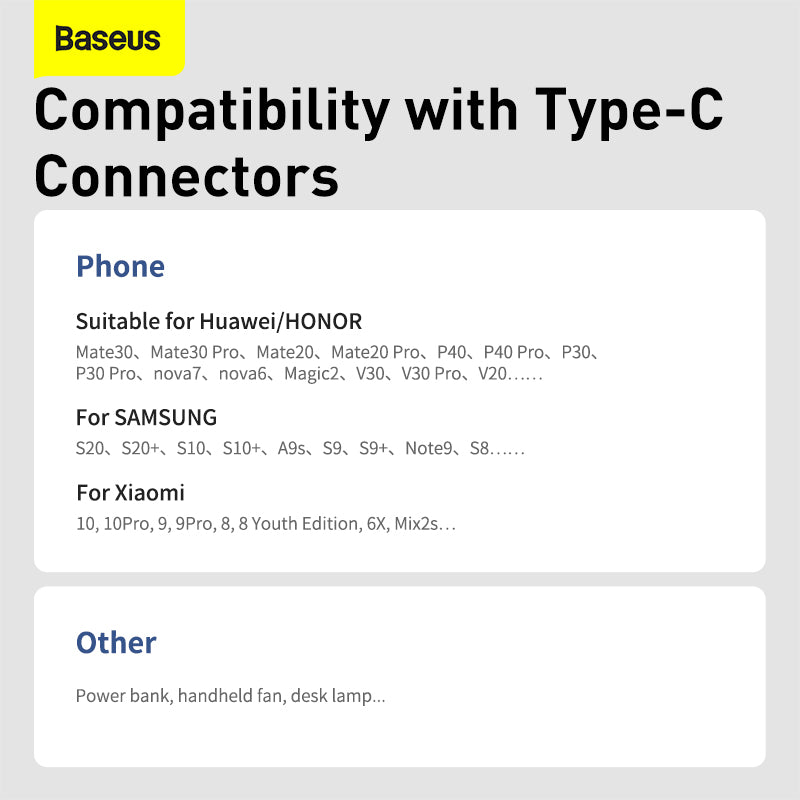 Baseus Simple Wisdom Data Cable Kit USB To Type-C Pd 20W (2Pcs/Set) 1.5M White (TZCATZJ-02)