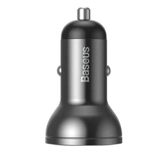 Baseus Digital Display Dual USB 4.8A Car Charger 24W With 3-in-1 Data Cable (TZCCBX-0G)