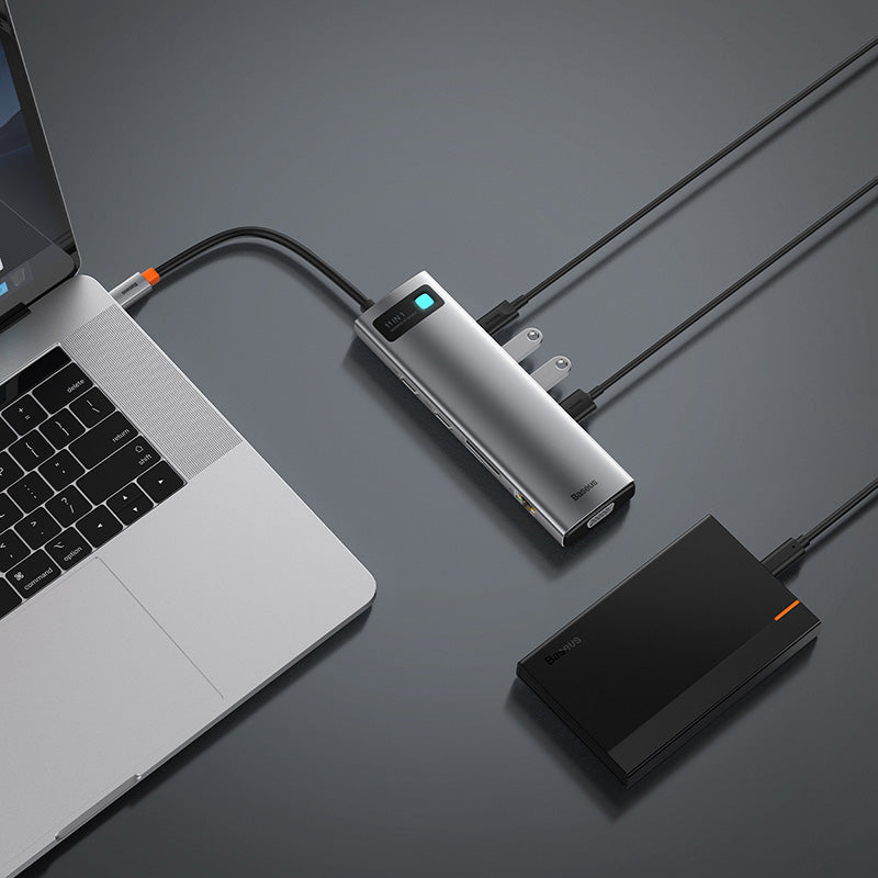 Baseus Metal Gleam 11 in 1 Multifunctional USB Type-C Hub Grey (CAHUB-CT0G)