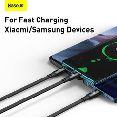 Baseus Bright Mirror 2 Series Retractable 3-in-1 Fast Charging  Data Cable Type-C to M+L+C 100W 1.1m Black-CAMJ010201