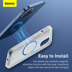 Baseus Liquid Silica Gel Magnetic Magsafe Case For iPhone 12 Models (Full Coverage Tempered Glass + Cleaning Kit) Combo Pack