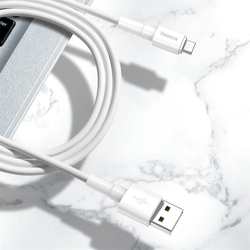 Baseus Mini White Charging Cable for Micro Pin Android Samsung Phones - 2.4A 1M (CAMSW-02)