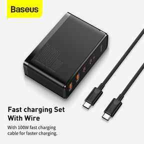 Baseus Gan2 Pro 2C+2U 100W Quick Wall Charger Adapter Dual USB+ Dual Type C Port (CCGAN2P-M01)