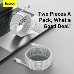 Baseus Simple Wisdom Data Cable Kit USB To Type-C Pd 20W (2Pcs/Set) 1.5M White (TZCATZJ-02)