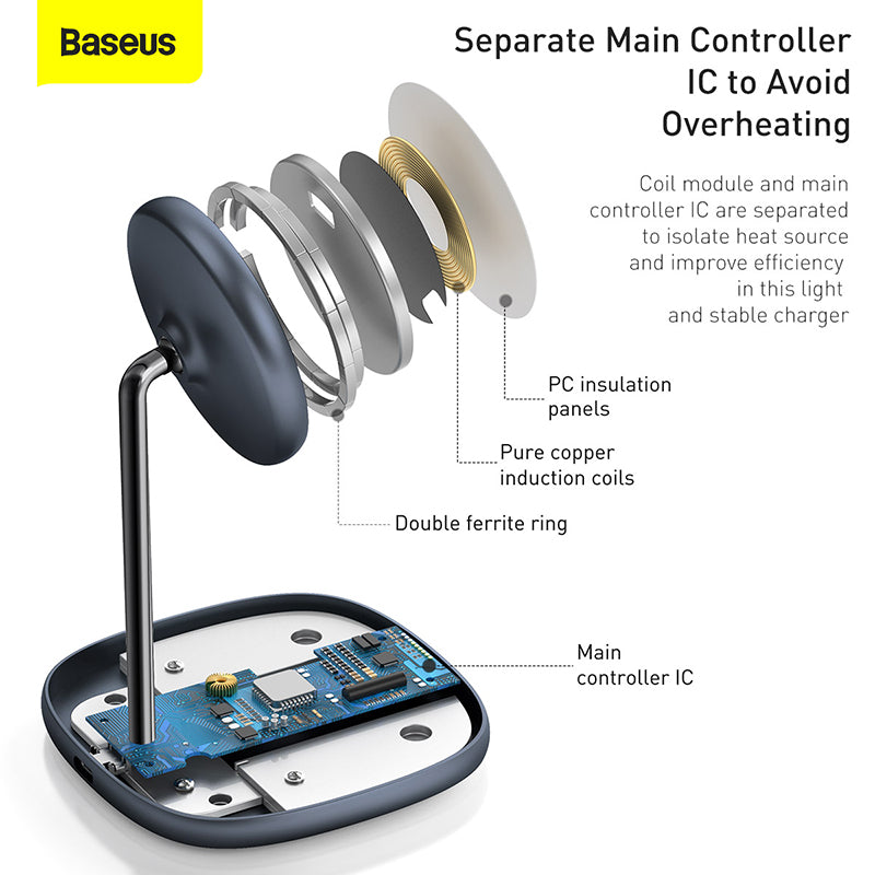 Baseus Swan Magnetic Desktop Magsafe 15W Wireless Holder Charger (Suit for iPhone 12/13/14) (WXSW-01)
