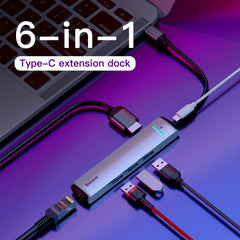 Baseus Mechanical Eye 6 in 1 USB Type-C Hub Grey (CAHUB-J0G)