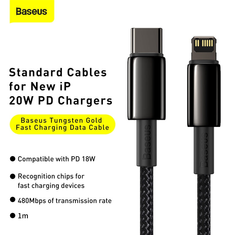 Baseus Tungsten Gold Fast Charging Data Cable Type-C To iPhone Pd