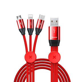 Baseus Car Co-Sharing 3 in 1 Nylon Braided Fast Multi Charging Data Cable (CAMLT-FX09)