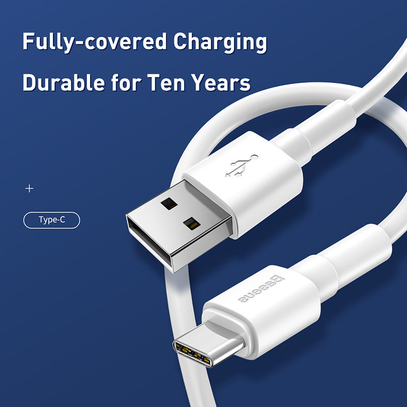 Baseus Mini White Charging Cable for USB Type C Phones And Tablets - 3A (CATSW-02)