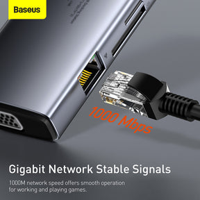 Baseus Metal Gleam 9 in 1 Multifunctional USB Type-C Hub Grey (CAHUB-CU0G)