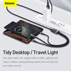 Baseus Flash Series One-for-Three Fast Charging Data Cable USB To M+L+C 1.2M (CA1T3-G1)