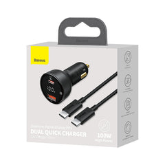 Baseus Supreme Digital Display PPS 100W Dual Quick Charger Car Charger + 100W Cable (TZCCZX-01)