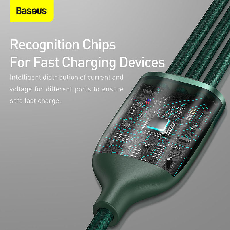 Baseus Flash Series One-for-Three Fast Charging Data Cable USB To M+L+C 1.2M (CA1T3-G1)