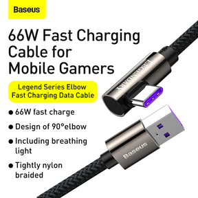 Baseus Legend Series Elbow Fast Charging Data Cable USB To Type-C 66W (CATCS-B01)