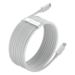 Baseus Simple Wisdom Data Cable Kit USB Type-C to Lightning 5A (2Pcs/Set) 1.5M White (TZCATLZJ-02)