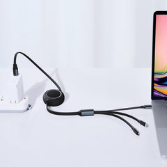 Baseus Bright Mirror 2 Series Retractable 3-in-1 Fast Charging  Data Cable Type-C to M+L+C 100W 1.1m Black-CAMJ010201