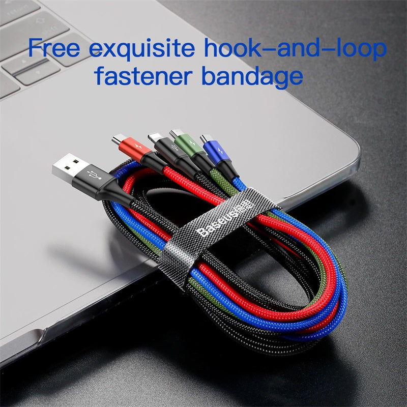 Baseus Fast 4-in-1 Data Cable, Dual Ios Port + Type-C + Micro USB Cable, 1.2M (CA1T4-A01)