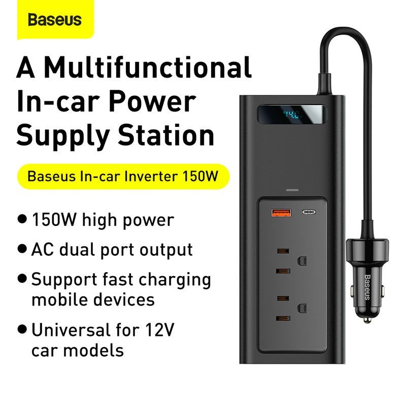 Baseus in-Car inverter 150W (110V US/JP) Black (CRNBQ-01)