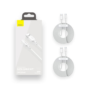 Baseus Simple Wisdom Data Cable Kit USB To Type-C Pd 20W (2Pcs/Set) 1.5M White (TZCATZJ-02)