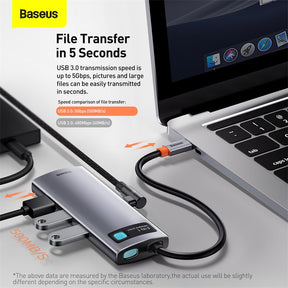 Baseus Metal Gleam 6 in 1 Multifunctional USB Type-C Hub Grey (CAHUB-CW0G)