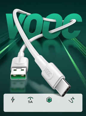 Baseus White Series (Support Vooc) Quick Charging Cable USB for Type-C 5A 2M