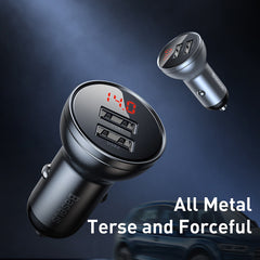 Baseus Digital Display Dual USB 4.8A Car Charger 24W With 3-in-1 Data Cable (TZCCBX-0G)