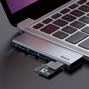 Baseus Harmonica 5 in 1Type-C USB Hub for Type-C Laptop Grey (CAHUB-K0G)