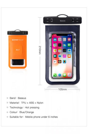 Baseus Air Cushion Waterproof Clear Bag With Neck Strap Universal Phone Pouch